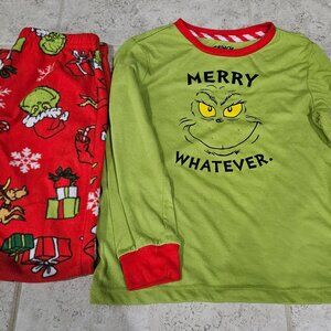 Grinch "Merry Whatever" Kinds Christmas PJs pajamas sz M 8